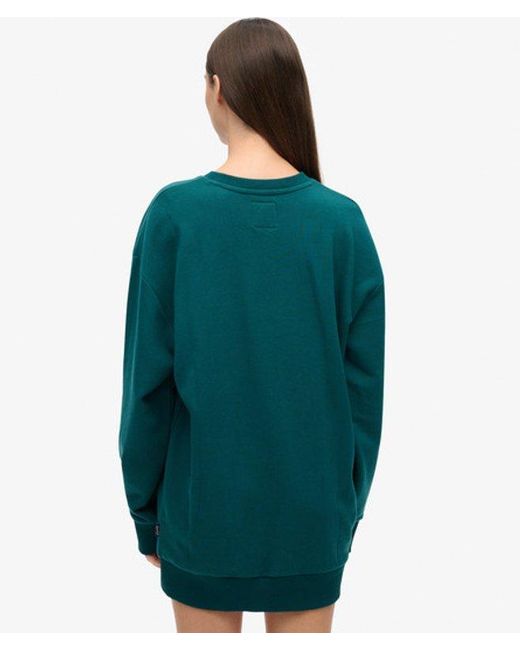 Superdry Blue Luxe Metallic Logo Sweat Dress