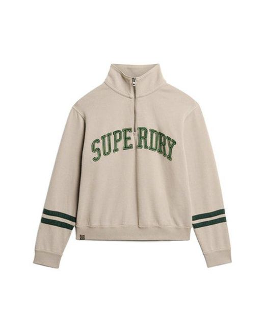 Superdry Natural & Co Athletic Essentials Applique Half Zip Sweatshirt
