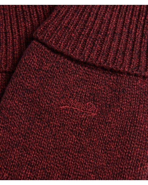 Superdry Red & Co Classic Ribbed Vintage Logo Gloves for men