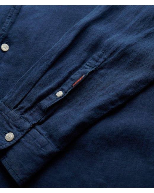 Superdry Blue & Co Vacation Long Sleeved Linen Shirt for men