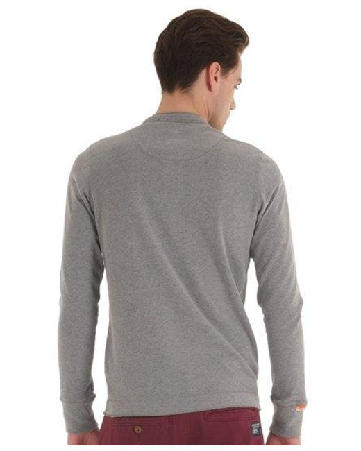 Superdry Gray Chariot Button Crew Top Dark Marl for men