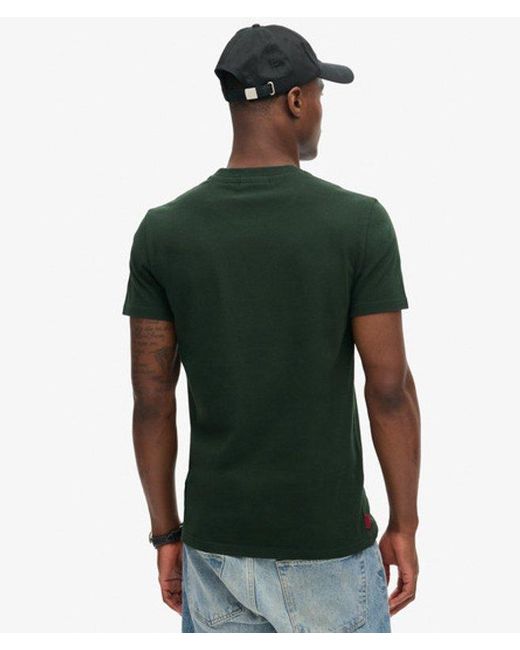 Superdry Green Embroidered Organic Cotton Essential Logo Crew Neck T-shirt for men
