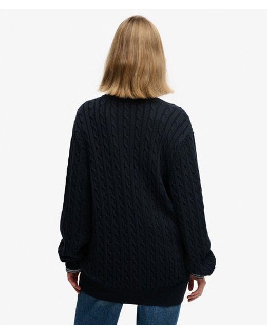 Superdry Blue & Co Oversized V Neck Cable Jumper