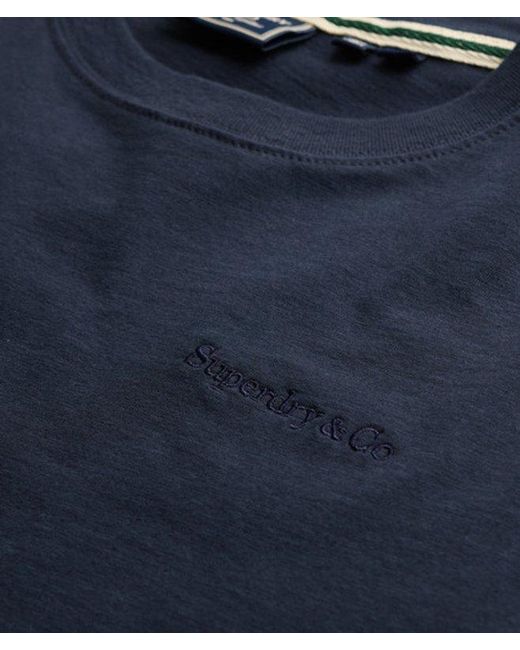 Superdry Blue & Co Essential Company Logo Embroidered T-shirt for men