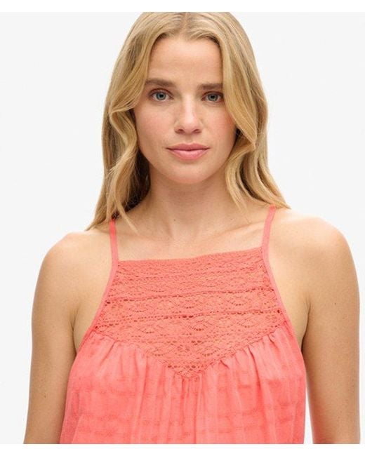 Superdry Red & Co Lace Cami Beach Top