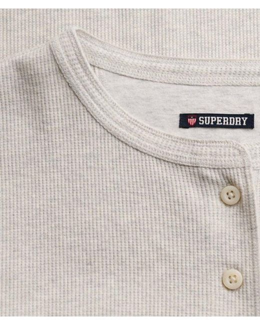 Superdry White & Co Athletic Essential Waffle Button Long Sleeve Top