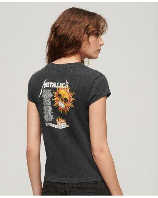 Superdry Black Metallica X Cap Sleeve Band T-shirt