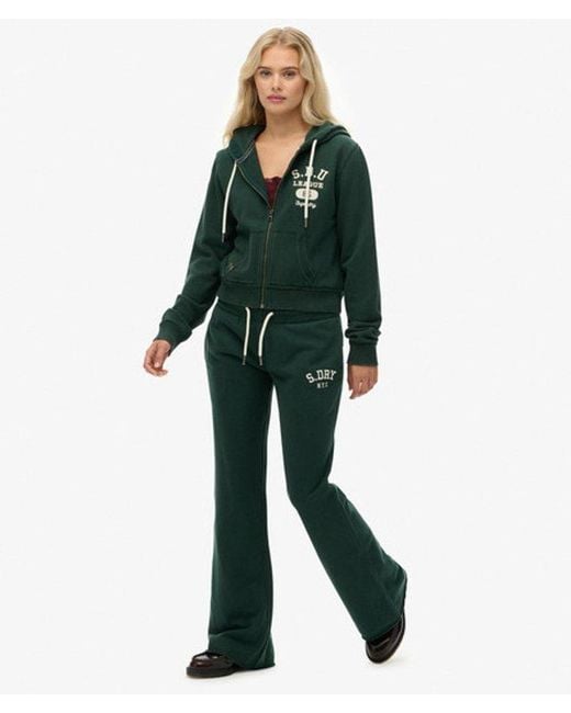 Superdry Athletic joggingbroek Met Wijde Pijpen En Borduursel in het Green