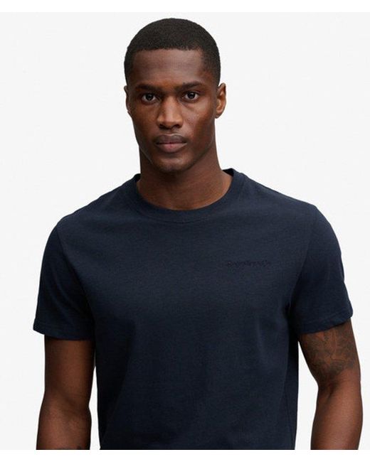 Superdry Blue & Co Essential Company Logo Embroidered T-shirt for men