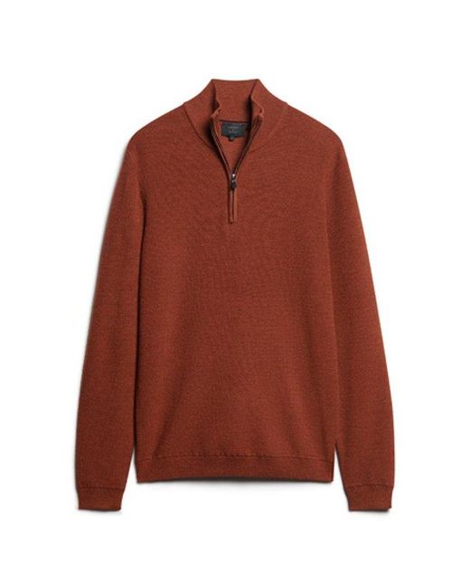 Superdry Red & Co Merino Half Zip Jumper for men