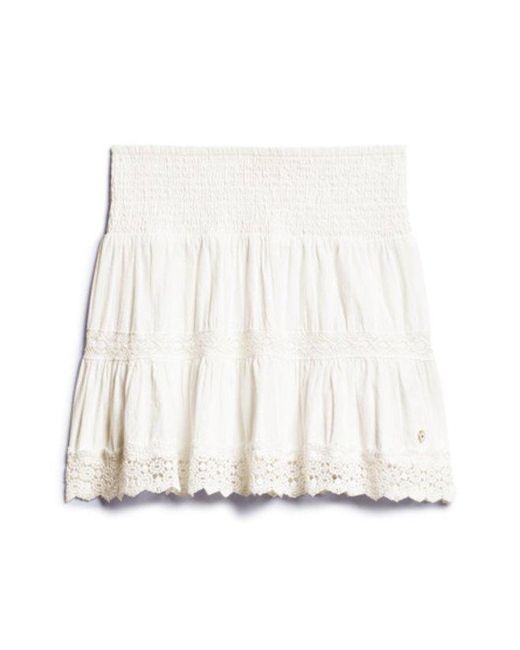 Superdry Natural & Co Ladies Loose Fit Textured Ibiza Lace Mix Mini Skirt