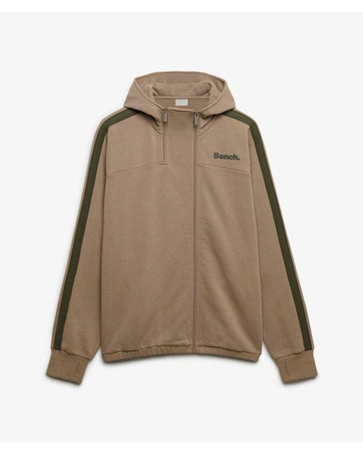 Superdry Brown Bench X & Co Bench Double Zip Hooded Stripe Sweatshirt for men