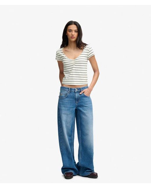 Superdry Blue & Co Athletic Essentials Gathered Pattern Top