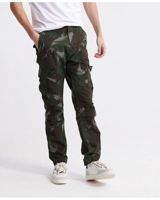 Superdry Black Parachute Cargo Pants Sage Congo Camo for men