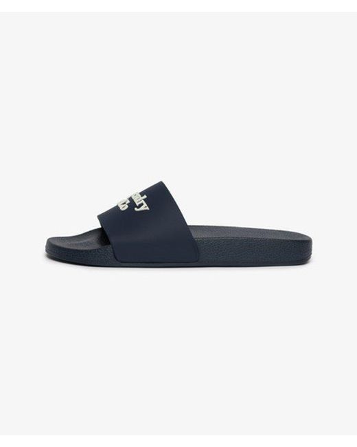 Superdry Blue & Co Company Logo High Build Sliders for men