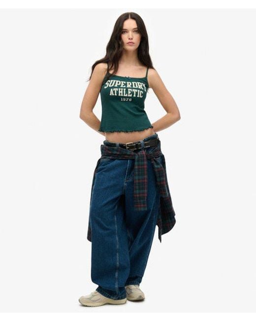 Superdry Blue & Co Athletic Essentials Graphic Pointelle Cami Top
