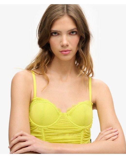 Superdry Green & Co Ruched Mesh Crop Corset Top