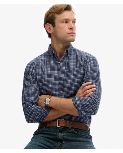Superdry Premium Oxford Overhemd Met Ruitjes in het Blue voor heren