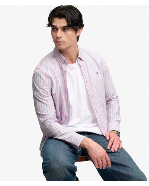 Superdry Purple & Co Preppy Oxford Long Sleeve Shirt for men