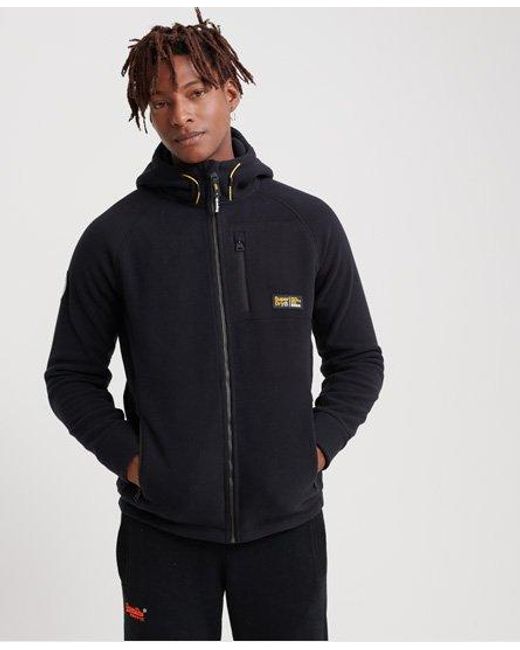 Superdry Polar Fleece Zip Hoodie in Black for Men - Lyst