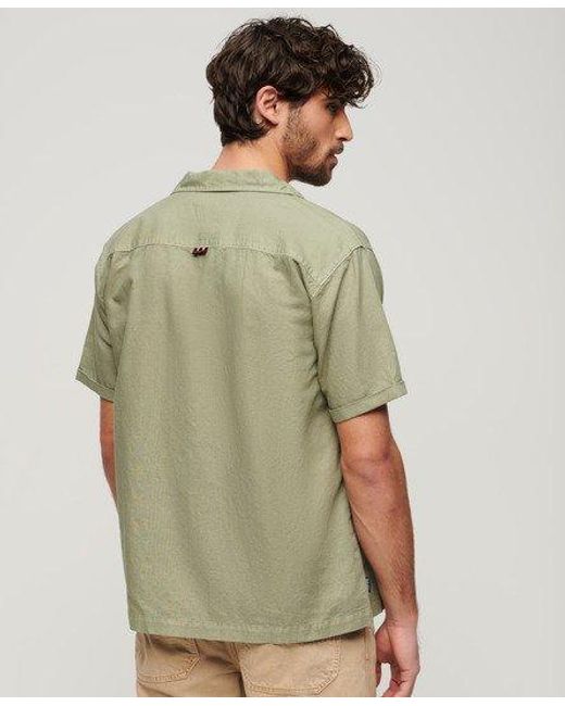 Superdry Green Classic Embroidered Resort Short Sleeve Shirt for men