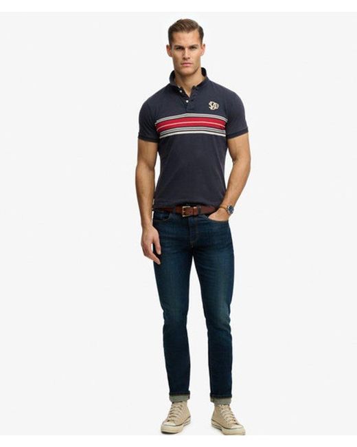 Superdry Blue & Co Vintage Stripe Jersey Polo Shirt for men