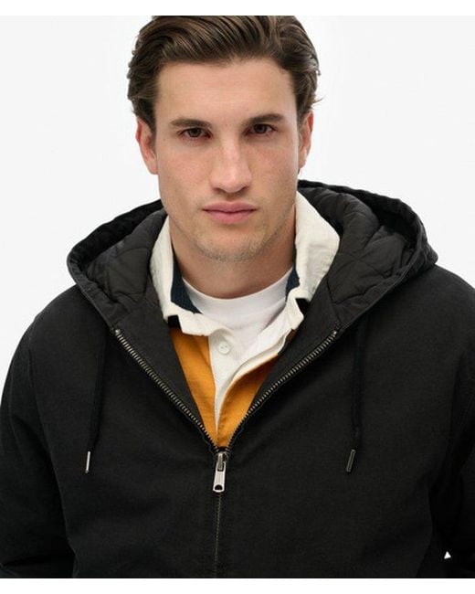 Superdry Canvas Surplus Jas Met Capuchon in het Black voor heren