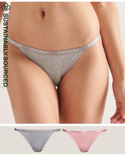Superdry Gray Organic Cotton Harper Bikini Brief 2 Pack Pale