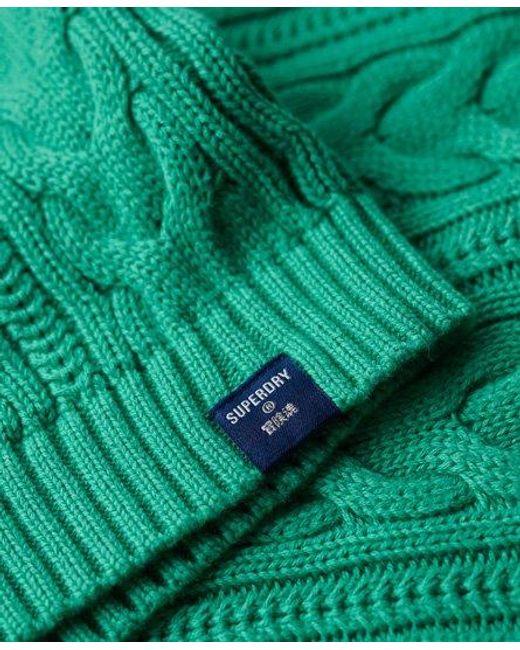 Superdry Green Dropped Shoulder Cable Crew Jumper