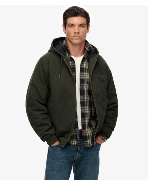 Superdry Black Canvas Surplus Hooded Jacket for men