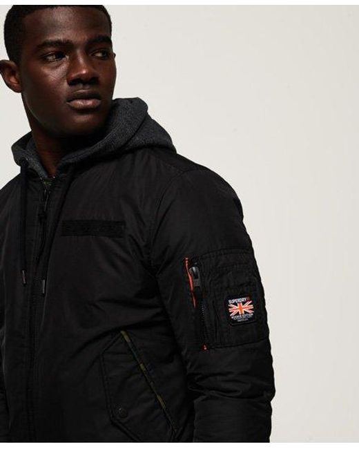 Superdry Black Rookie Flight Bomber Jacket for men