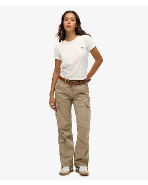 Superdry Natural Low Rise Straight Cargo Pants