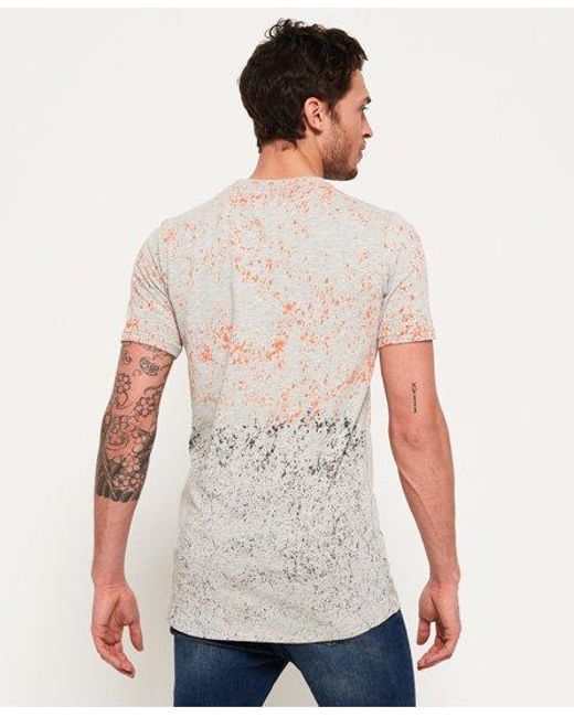 Superdry White Tropics Longline T-Shirt Marl Splatter for men