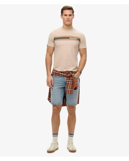 Superdry Natural Venue Logo Stripe Relaxed T-Shirt for men