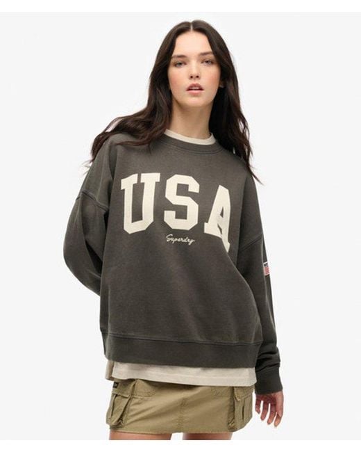 Superdry Black & Co Athletic Essentials Relaxed Crew Sweatshirt