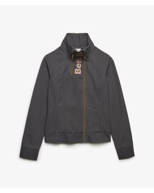 Superdry Gray Bench X & Co Bench Double Zip Funnel Ripstop Jacket