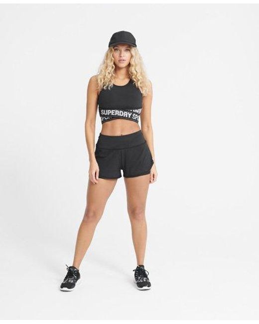 Superdry Black Training Lightweight Double Layer Shorts