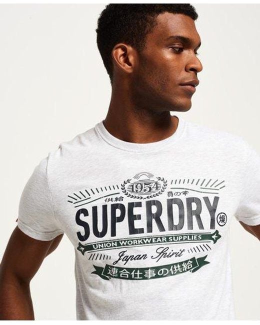 Superdry White Workwear T-Shirt Ice Marl for men