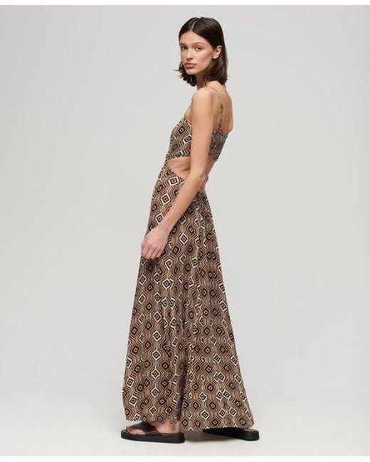 Superdry Maxi-jurk Met Transparante Achterkant in het Brown