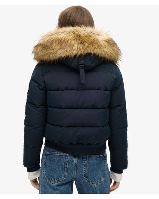 Superdry Blue Everest Hooded Bomber Jacket