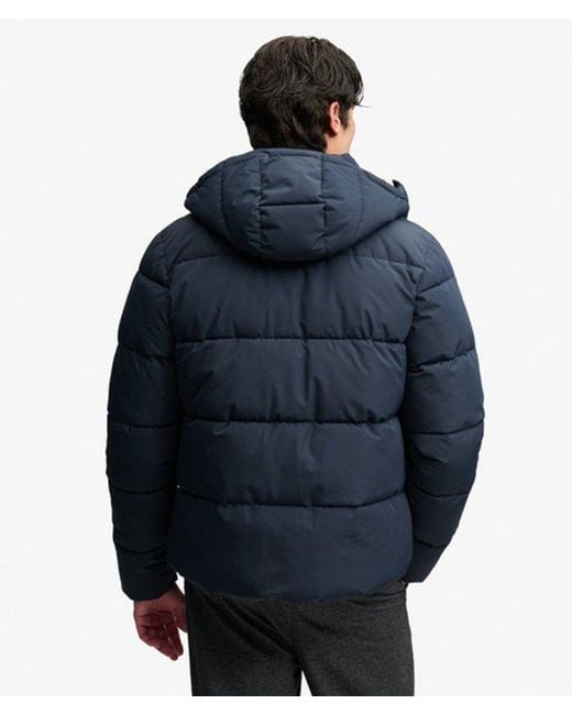 Superdry Blue Premium Hooded Puffer Jacket for men