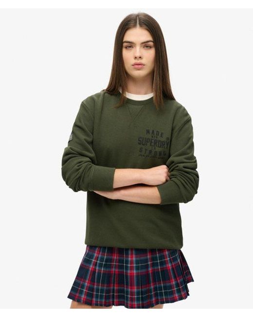 Superdry Green & Co Cotton Embroidered Logo Oversized Workwear Applique Sweatshirt