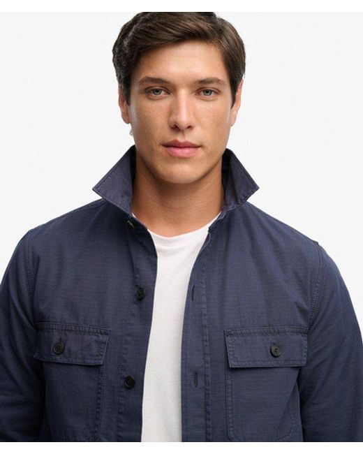 Superdry Blue & Co Military Long Sleeve Shirt for men