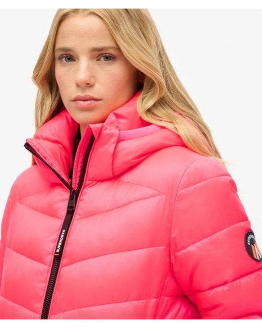 Superdry Red & Co Hooded Fuji Quilted Padded Jacket