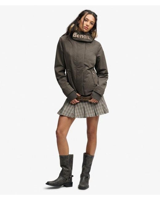Superdry Gray Bench X & Co Bench Faux Fur Hooded Windcheater Jacket