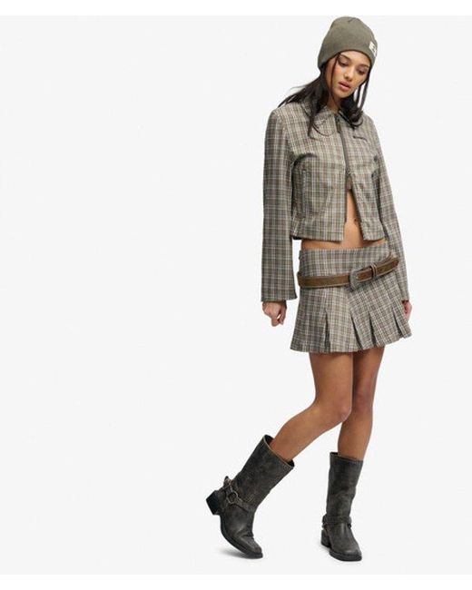 Superdry Green Bench X & Co Bench Double Zip Collared Check Jacket