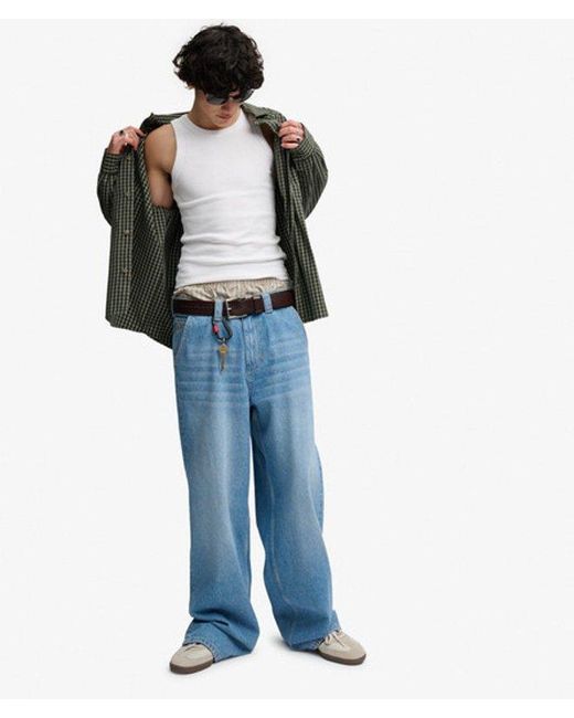 Superdry Gray Bench X & Co Bench Skater Check Long Sleeve Shirt for men