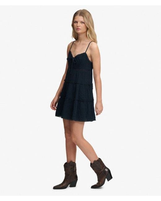 Superdry Black & Co Cheesecloth Tiered Mini Dress