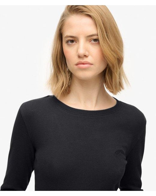 Superdry Blue & Co Athletic Essentials Logo Garment Dyed Ribbed Top