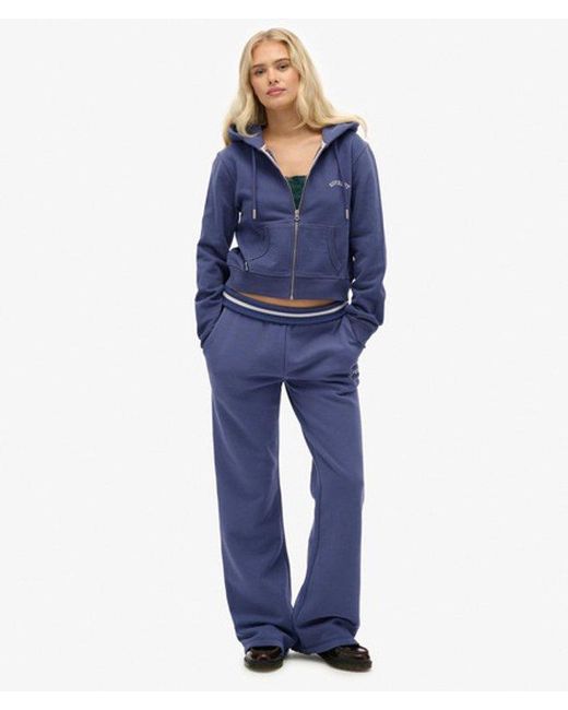 Superdry Blue & Co Essential Logo Cropped Zip Hoodie